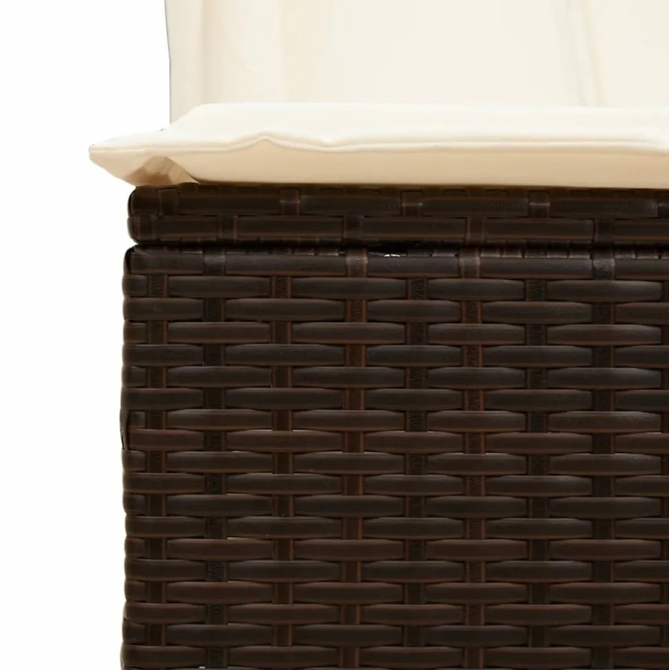 MAISON EXCLUSIVE - Chaise longue double avec toit et rideaux marron résine tressée