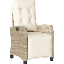 MAISON EXCLUSIVE - Chaise inclinable de jardin et repose-pied beige résine tressée