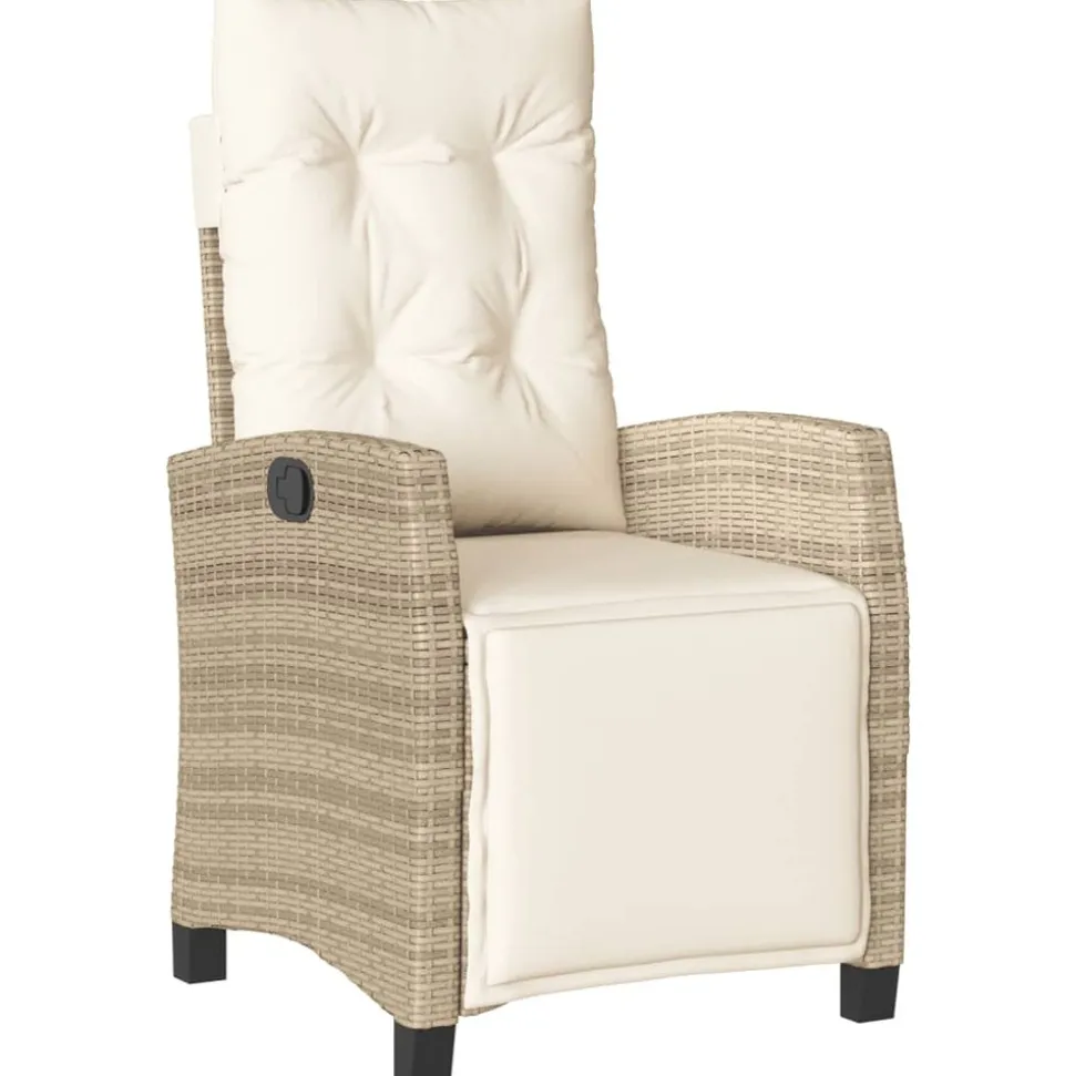 MAISON EXCLUSIVE - Chaise inclinable de jardin et repose-pied beige résine tressée