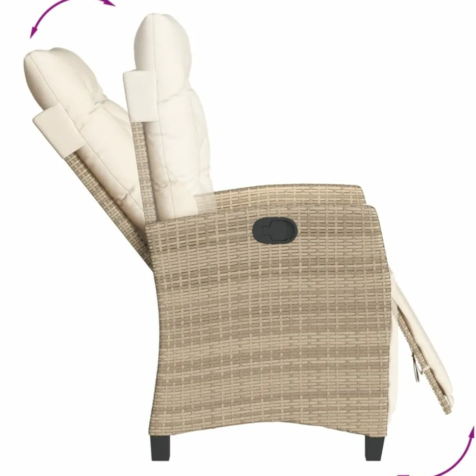 MAISON EXCLUSIVE - Chaise inclinable de jardin et repose-pied beige résine tressée