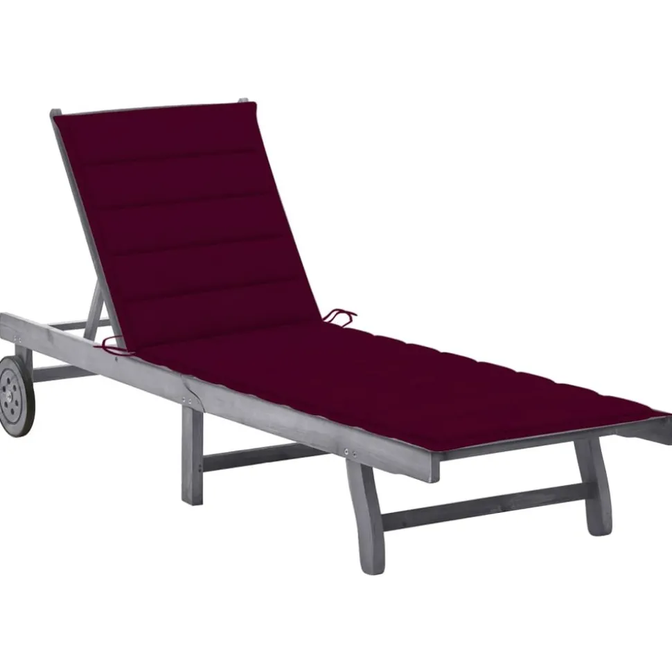 MAISON EXCLUSIVE - Chaise longue de jardin avec coussin gris bois d'acacia solide
