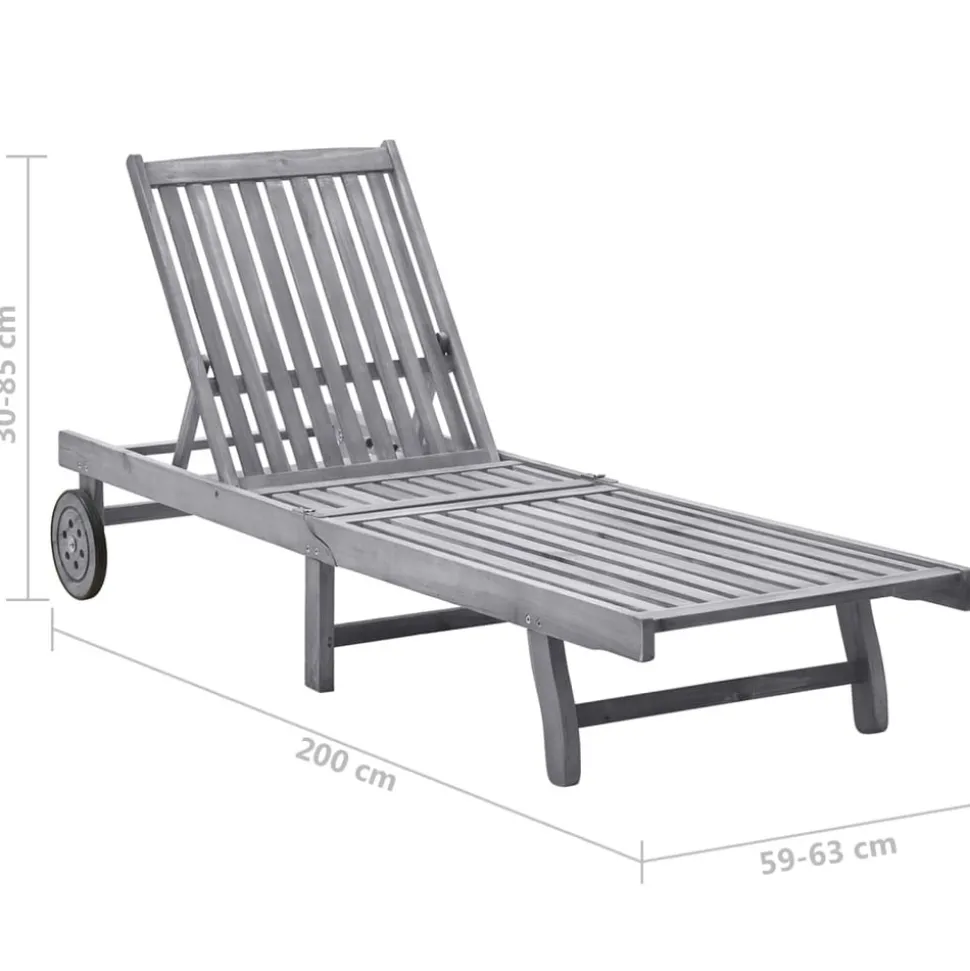 MAISON EXCLUSIVE - Chaise longue de jardin avec coussin gris bois d'acacia solide