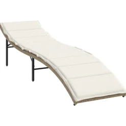 MAISON EXCLUSIVE - Chaise longue avec coussin beige 55x199x50 cm résine tressée