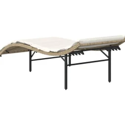 MAISON EXCLUSIVE - Chaise longue avec coussin beige 55x199x50 cm résine tressée