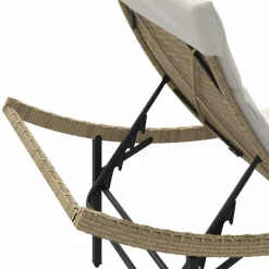 MAISON EXCLUSIVE - Chaise longue avec coussin beige 55x199x50 cm résine tressée