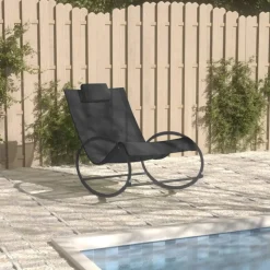 MAISON EXCLUSIVE - Chaise longue avec oreiller acier et textilène noir