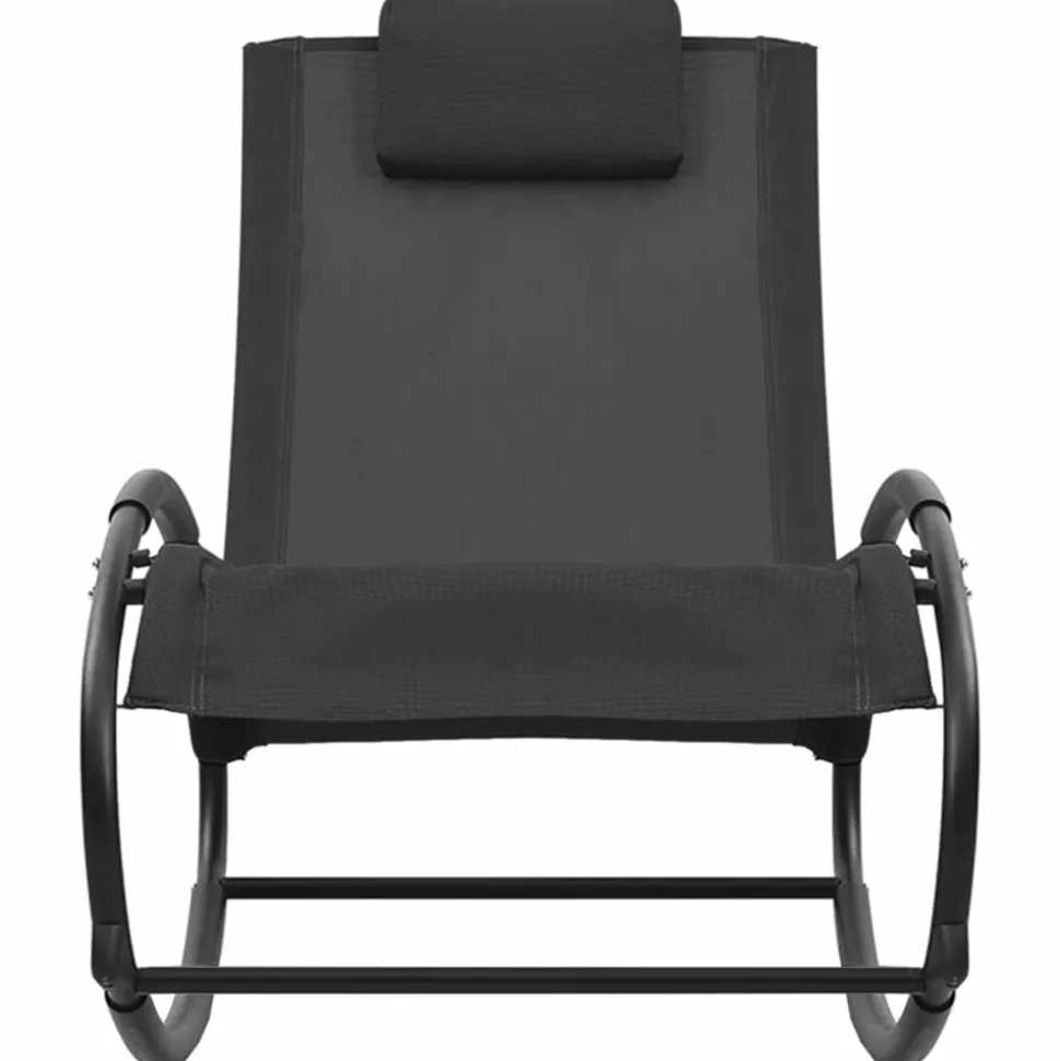 MAISON EXCLUSIVE - Chaise longue avec oreiller acier et textilène noir