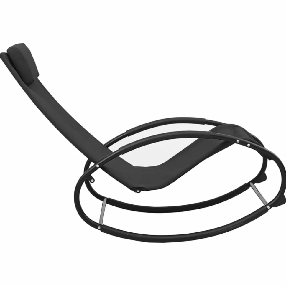 MAISON EXCLUSIVE - Chaise longue avec oreiller acier et textilène noir