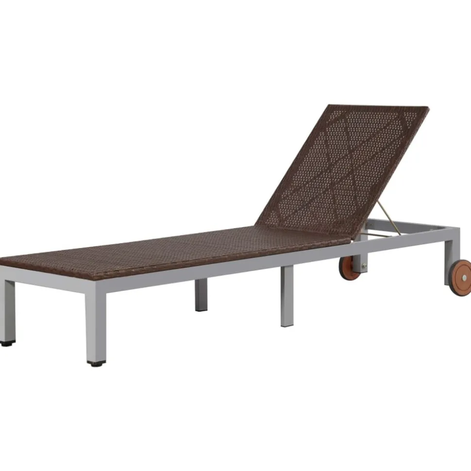 MAISON EXCLUSIVE - Chaise longue avec roues résine tressée marron