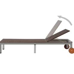 MAISON EXCLUSIVE - Chaise longue avec roues résine tressée marron
