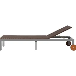 MAISON EXCLUSIVE - Chaise longue avec roues résine tressée marron