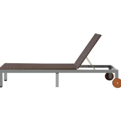 MAISON EXCLUSIVE - Chaise longue avec roues résine tressée marron