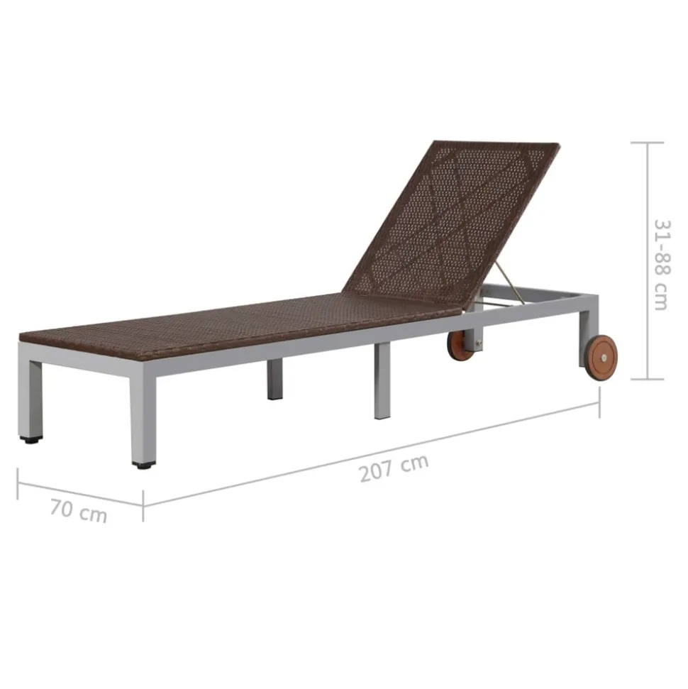 MAISON EXCLUSIVE - Chaise longue avec roues résine tressée marron