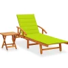 MAISON EXCLUSIVE - Chaise longue de jardin avec table et coussin bois d'acacia