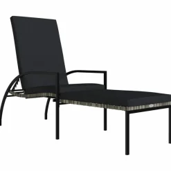 MAISON EXCLUSIVE - Chaise longue avec repose-pied résine tressée gris