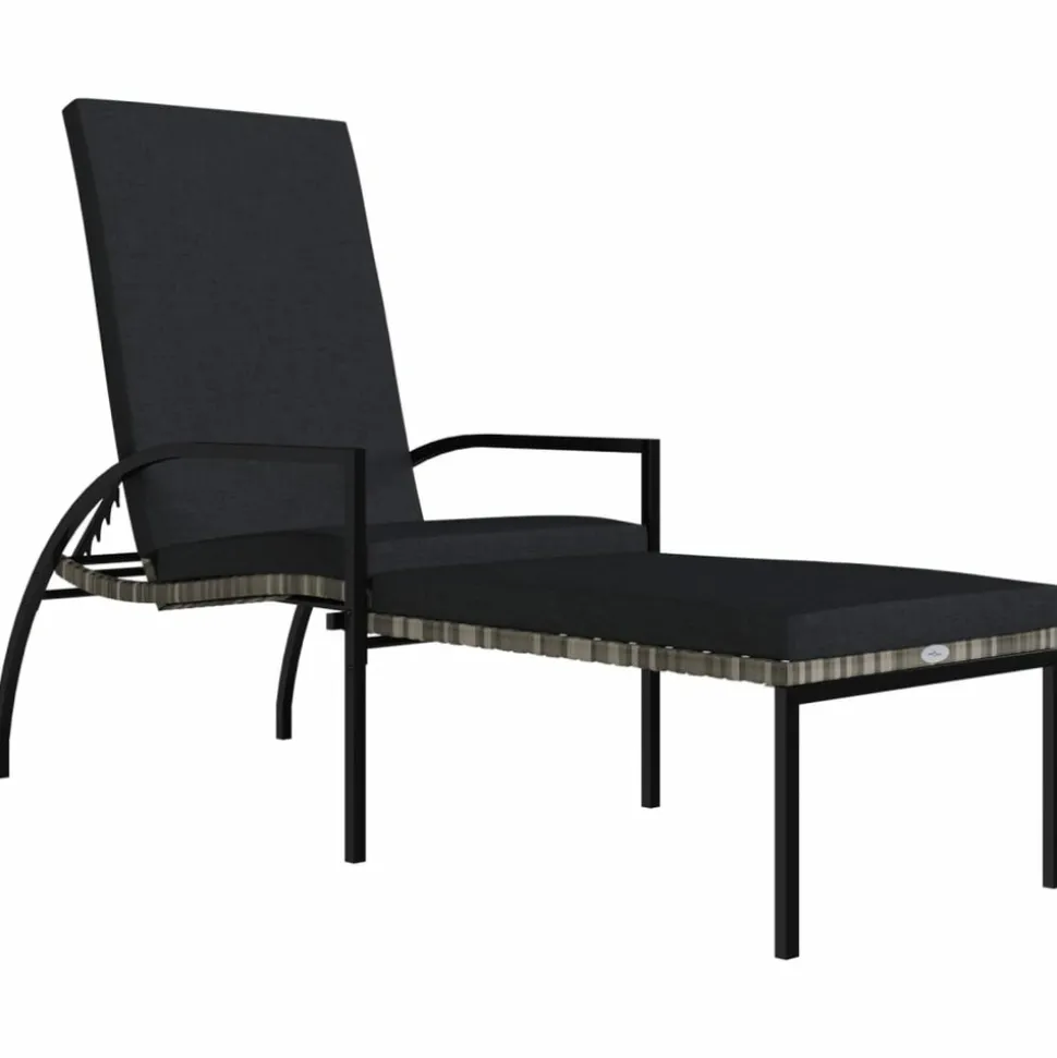 MAISON EXCLUSIVE - Chaise longue avec repose-pied résine tressée gris
