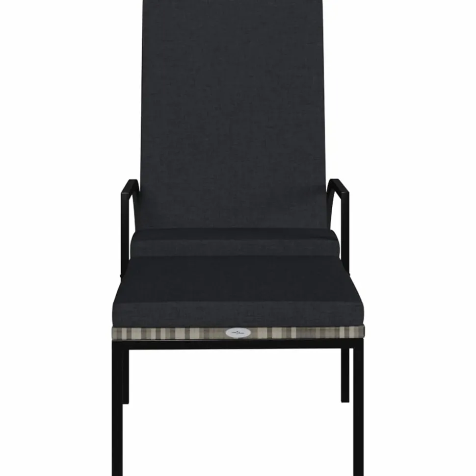 MAISON EXCLUSIVE - Chaise longue avec repose-pied résine tressée gris