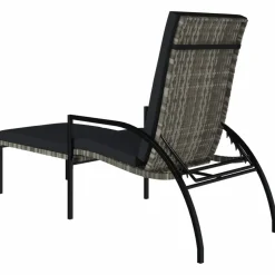 MAISON EXCLUSIVE - Chaise longue avec repose-pied résine tressée gris