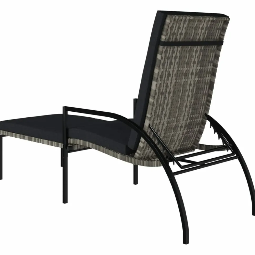 MAISON EXCLUSIVE - Chaise longue avec repose-pied résine tressée gris