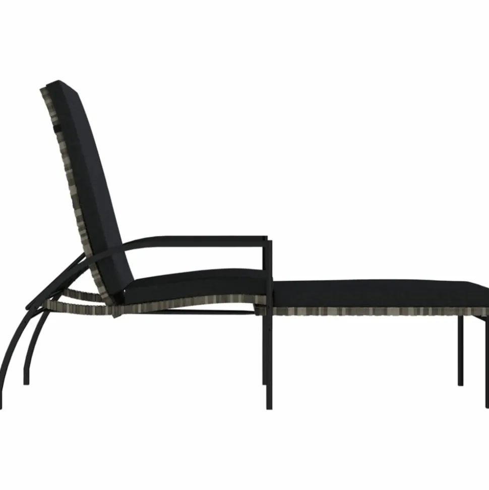 MAISON EXCLUSIVE - Chaise longue avec repose-pied résine tressée gris