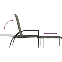 MAISON EXCLUSIVE - Chaise longue avec repose-pied résine tressée gris