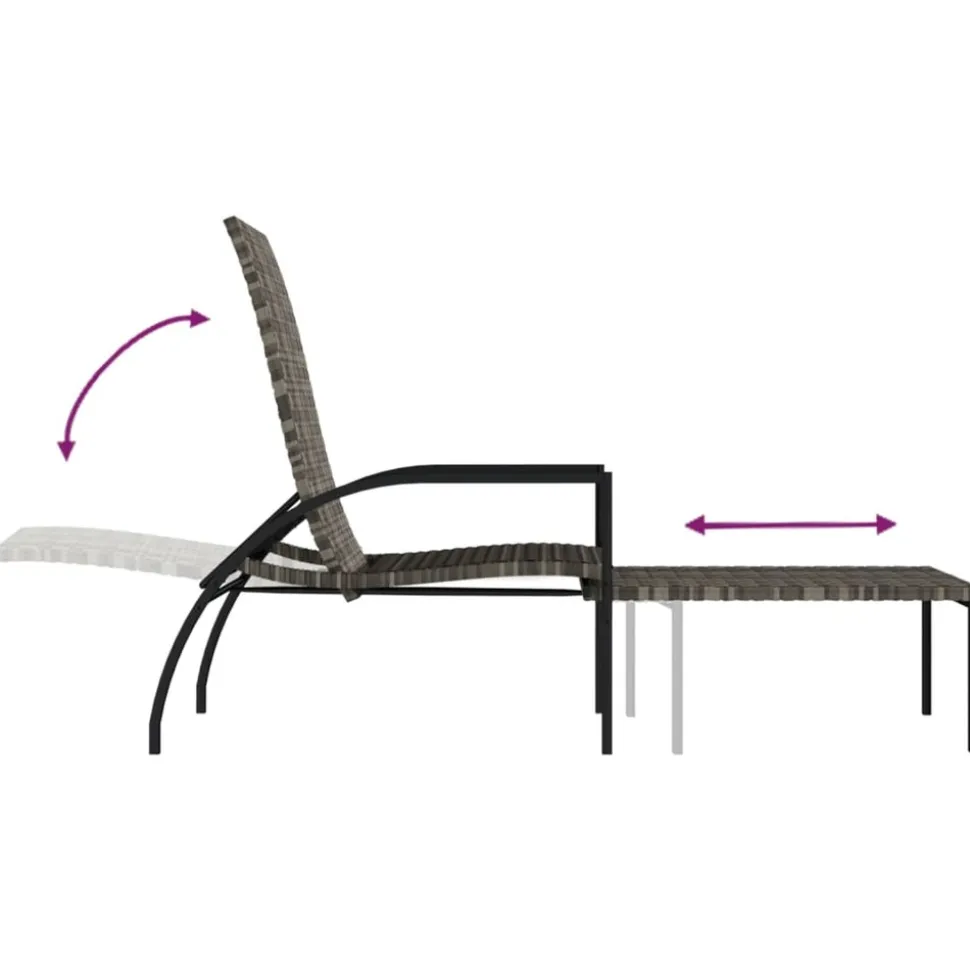 MAISON EXCLUSIVE - Chaise longue avec repose-pied résine tressée gris