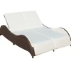 MAISON EXCLUSIVE - Chaise longue double avec coussin résine tressée marron