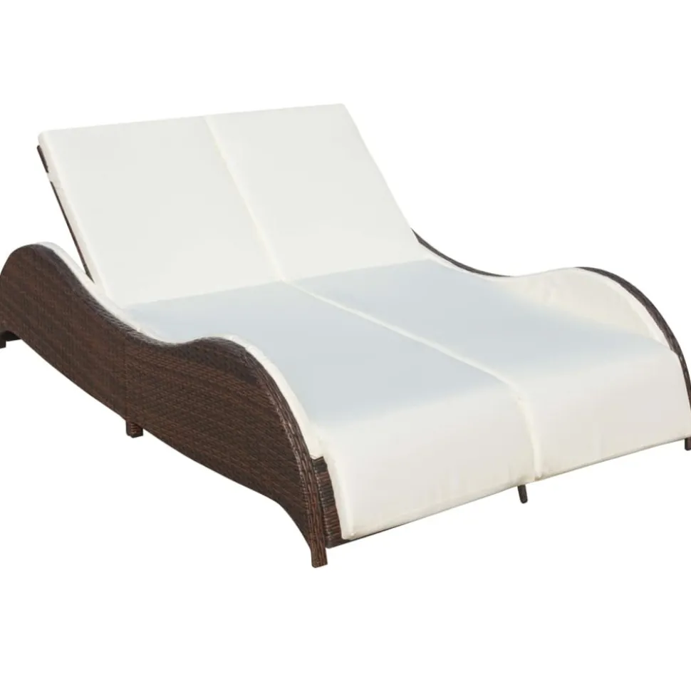 MAISON EXCLUSIVE - Chaise longue double avec coussin résine tressée marron