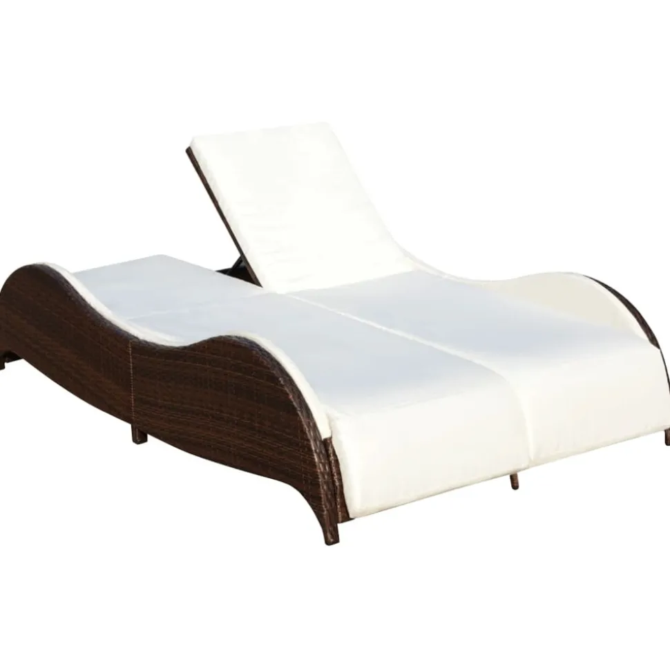 MAISON EXCLUSIVE - Chaise longue double avec coussin résine tressée marron