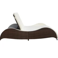 MAISON EXCLUSIVE - Chaise longue double avec coussin résine tressée marron