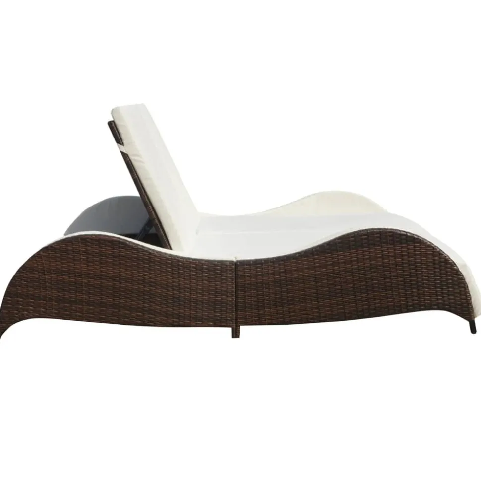 MAISON EXCLUSIVE - Chaise longue double avec coussin résine tressée marron