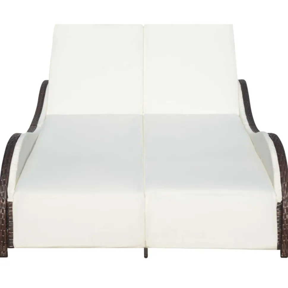 MAISON EXCLUSIVE - Chaise longue double avec coussin résine tressée marron