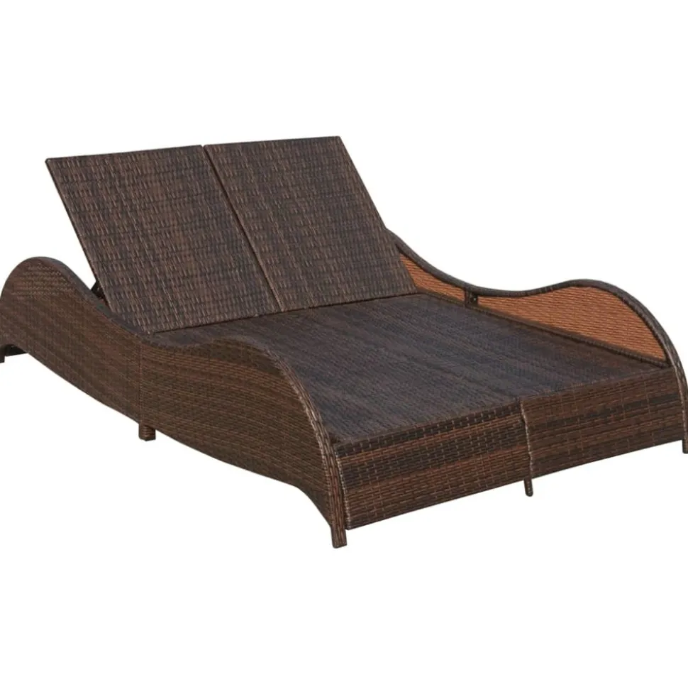 MAISON EXCLUSIVE - Chaise longue double avec coussin résine tressée marron