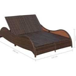 MAISON EXCLUSIVE - Chaise longue double avec coussin résine tressée marron