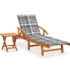 MAISON EXCLUSIVE - Chaise longue de jardin avec table et coussin bois d'acacia
