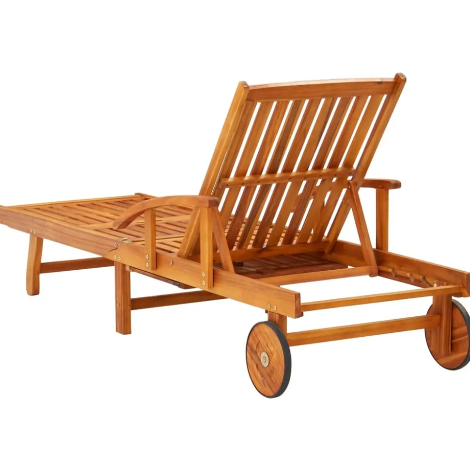 MAISON EXCLUSIVE - Chaise longue de jardin avec table et coussin bois d'acacia