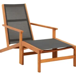 MAISON EXCLUSIVE - Chaise de jardin et repose-pied eucalyptus solide et textilène