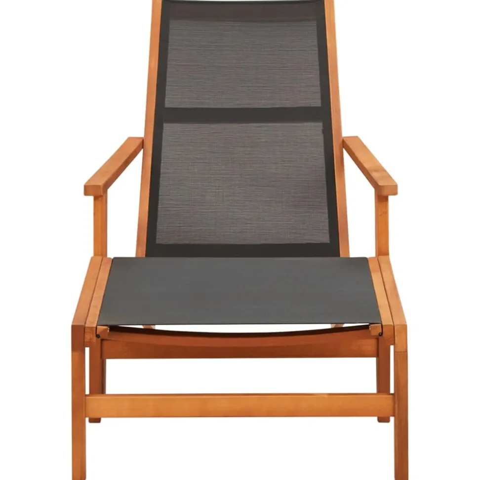 MAISON EXCLUSIVE - Chaise de jardin et repose-pied eucalyptus solide et textilène
