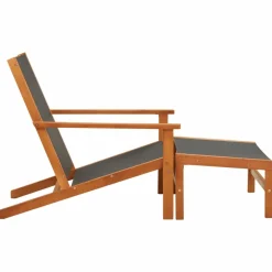 MAISON EXCLUSIVE - Chaise de jardin et repose-pied eucalyptus solide et textilène