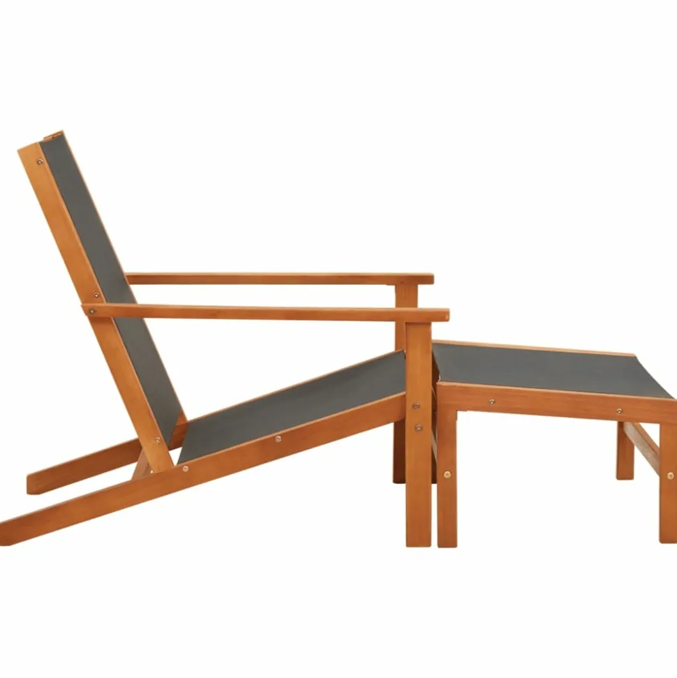 MAISON EXCLUSIVE - Chaise de jardin et repose-pied eucalyptus solide et textilène