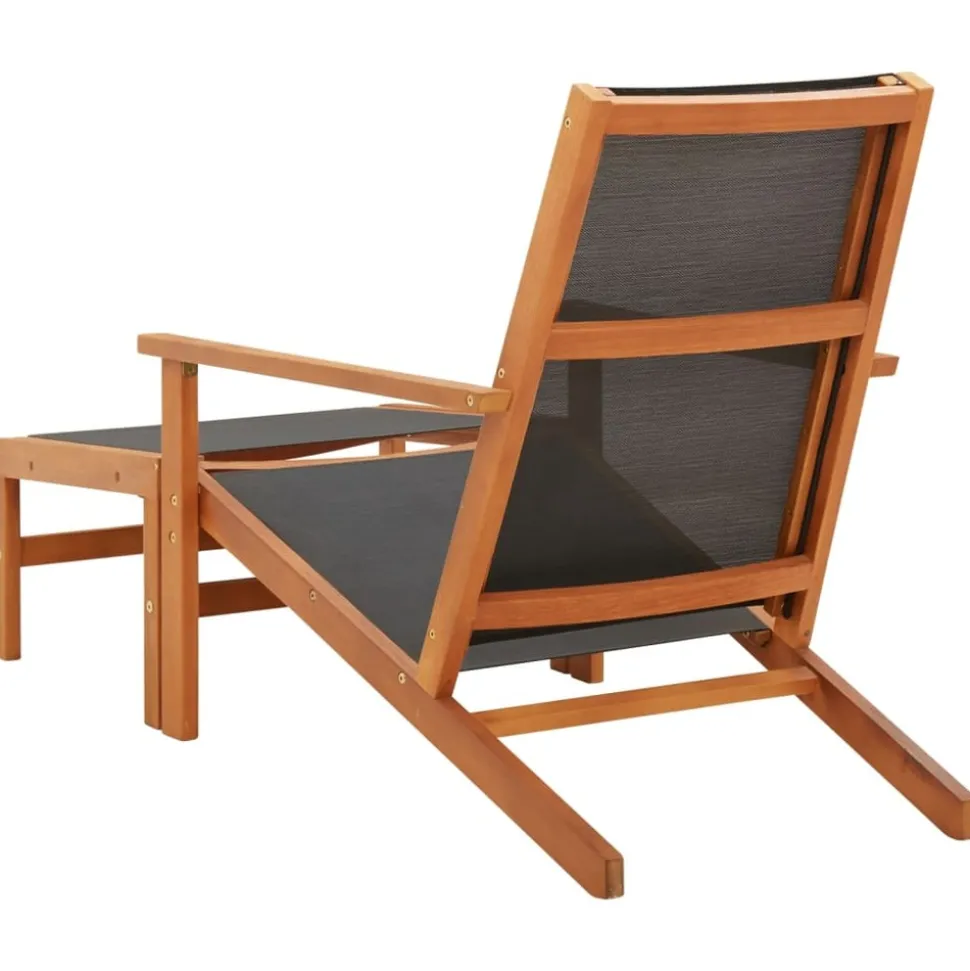 MAISON EXCLUSIVE - Chaise de jardin et repose-pied eucalyptus solide et textilène