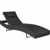 MAISON EXCLUSIVE - Chaise longue résine tressée et textilène noir