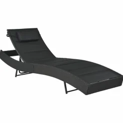 MAISON EXCLUSIVE - Chaise longue résine tressée et textilène noir