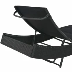 MAISON EXCLUSIVE - Chaise longue résine tressée et textilène noir