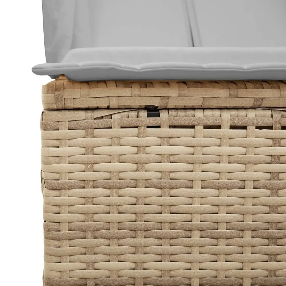 MAISON EXCLUSIVE - Chaise longue double avec toit et rideaux beige résine tressée
