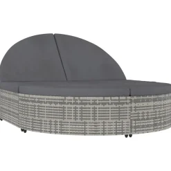 MAISON EXCLUSIVE - Chaise longue à 2 places avec coussins résine tressée gris
