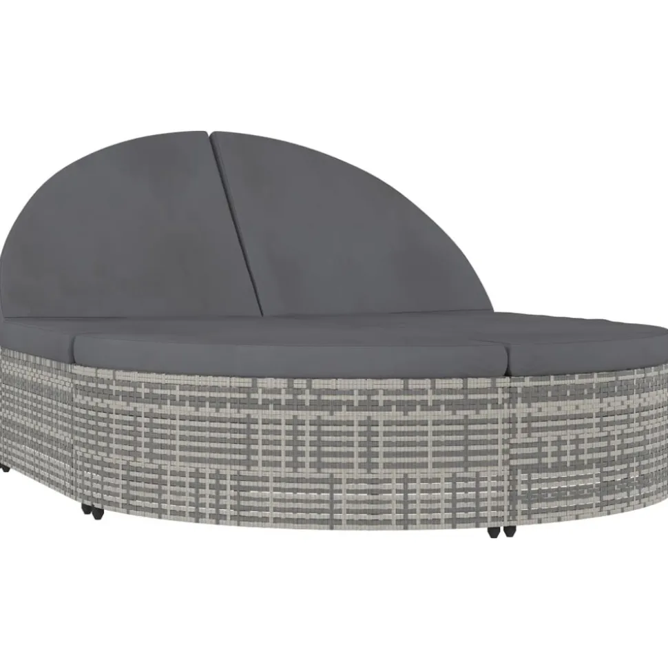 MAISON EXCLUSIVE - Chaise longue à 2 places avec coussins résine tressée gris