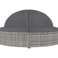 MAISON EXCLUSIVE - Chaise longue à 2 places avec coussins résine tressée gris