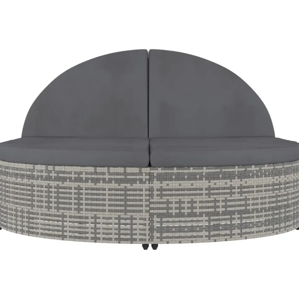 MAISON EXCLUSIVE - Chaise longue à 2 places avec coussins résine tressée gris