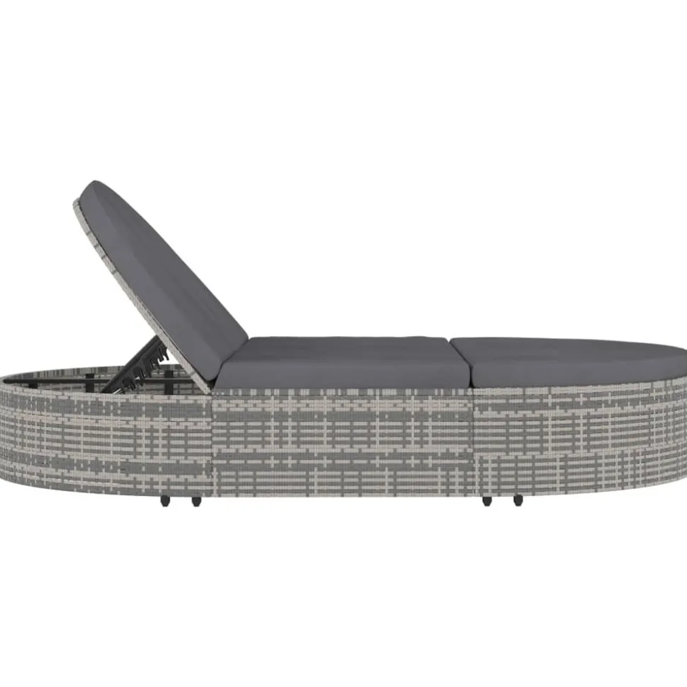 MAISON EXCLUSIVE - Chaise longue à 2 places avec coussins résine tressée gris